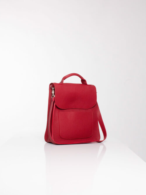 “Red leather cross bag”