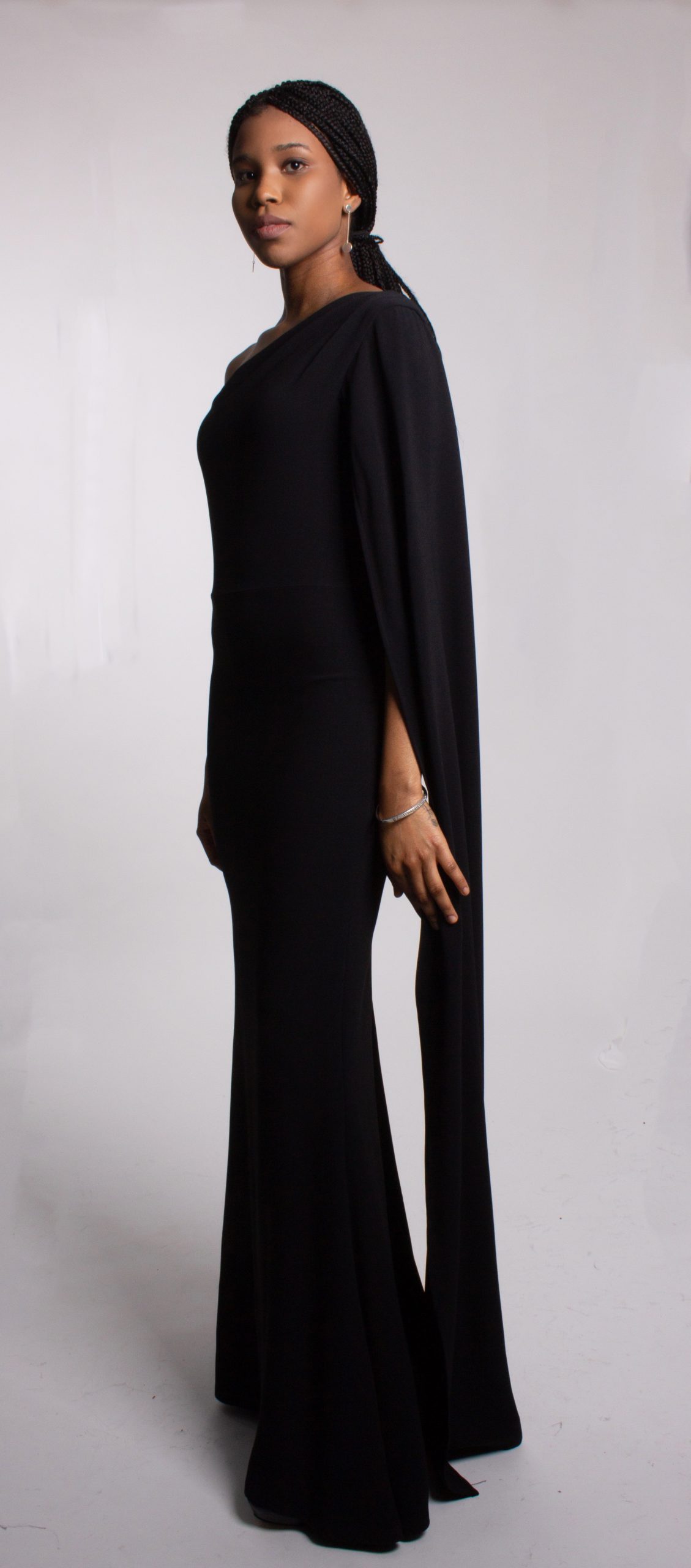 Gillian One shoulder Cape Gown