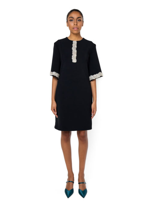 “ Swarovski embellished cocktail dress”elbow length sleeve with embellished detail “ cocktail dress
