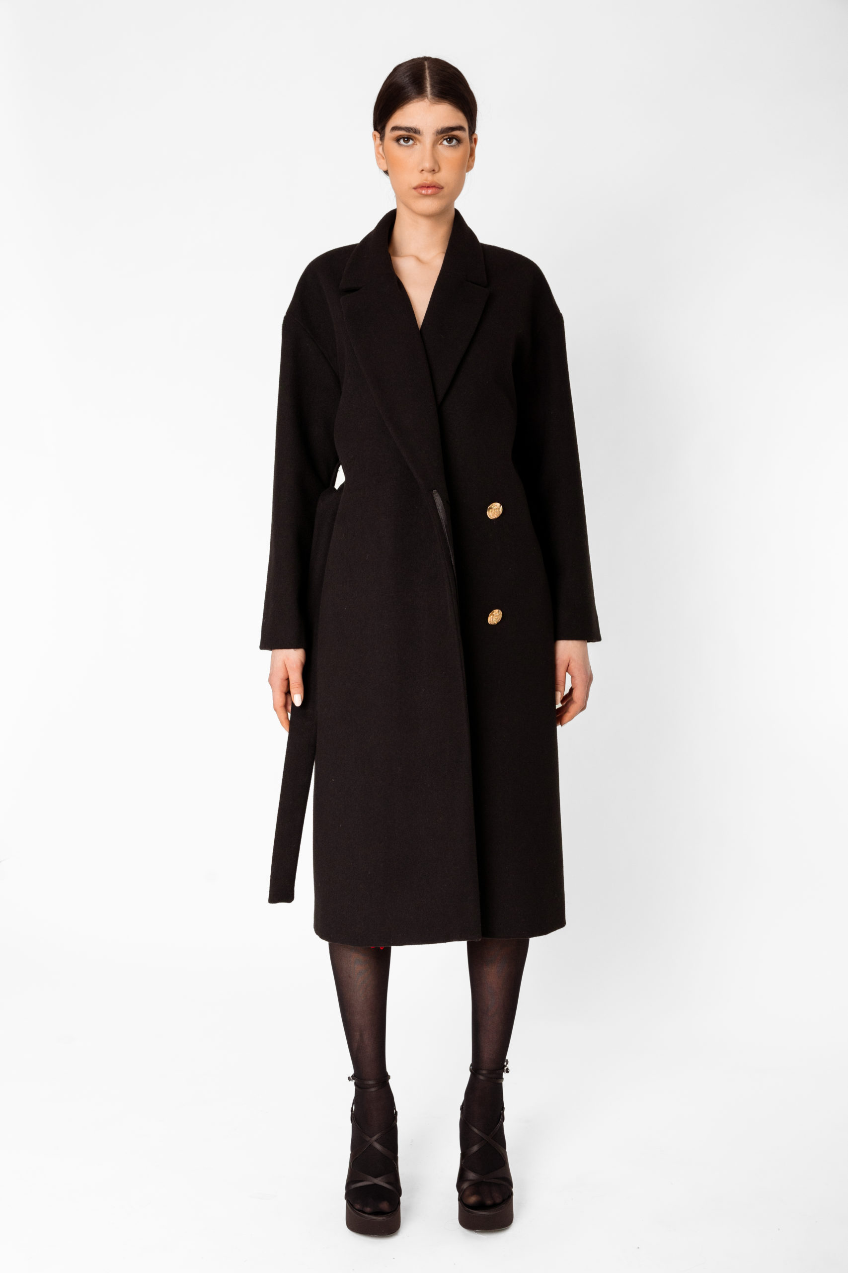 Box Black Coat | Designer Clothing Montreal - Claudette Floyd