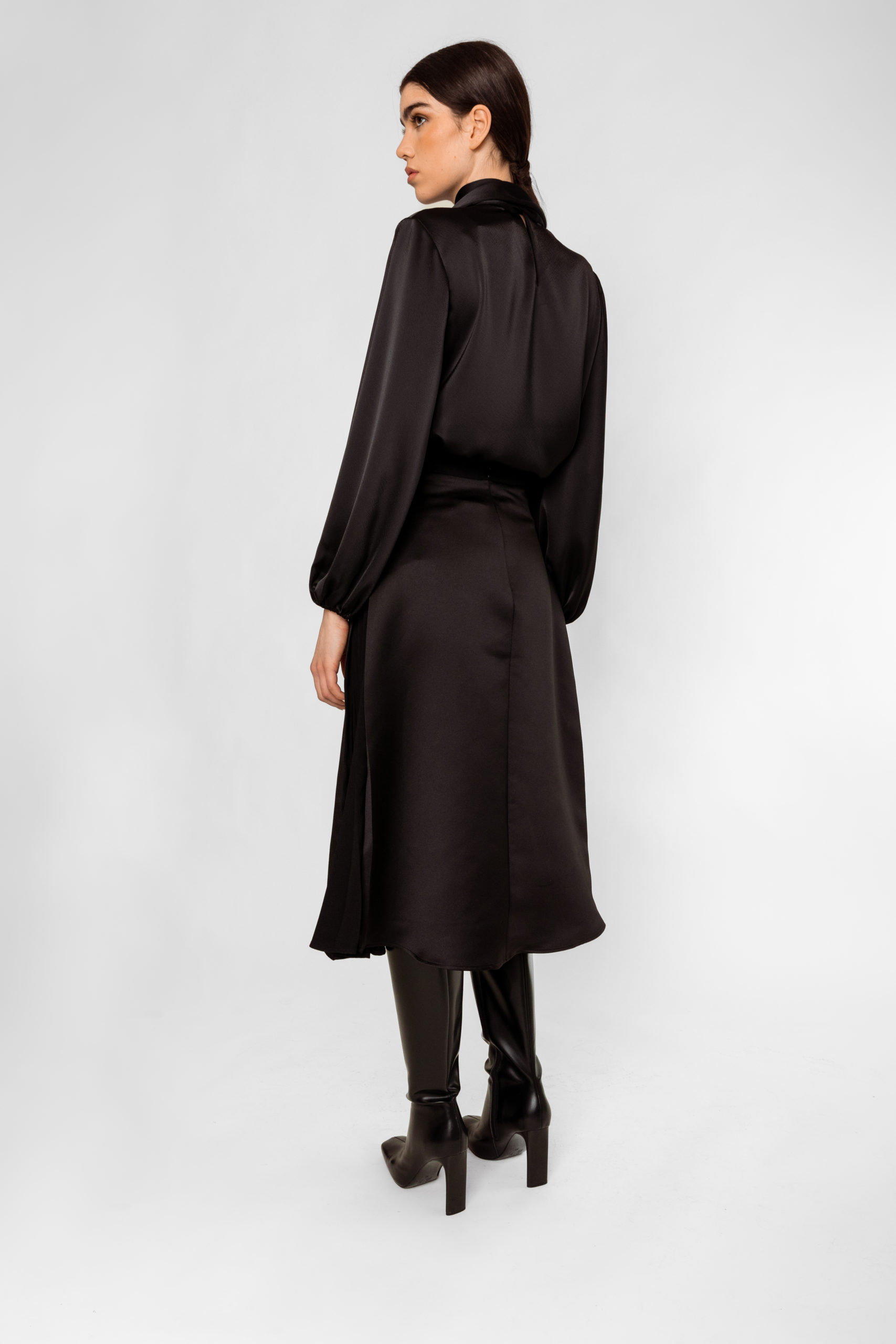 Bow Tie Satin Blouse | Designer Clothing Montreal - Claudette Floyd
