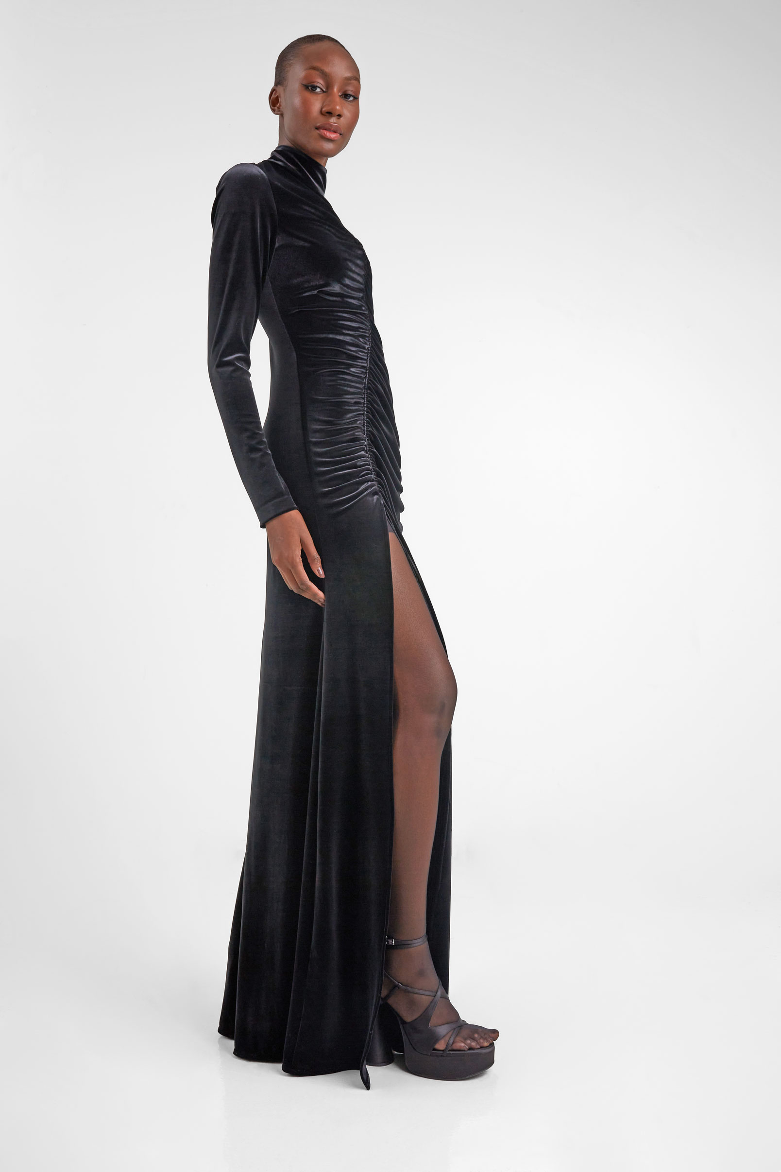 Ruched Velvet Gown | Designer Clothing Montreal - Claudette Floyd
