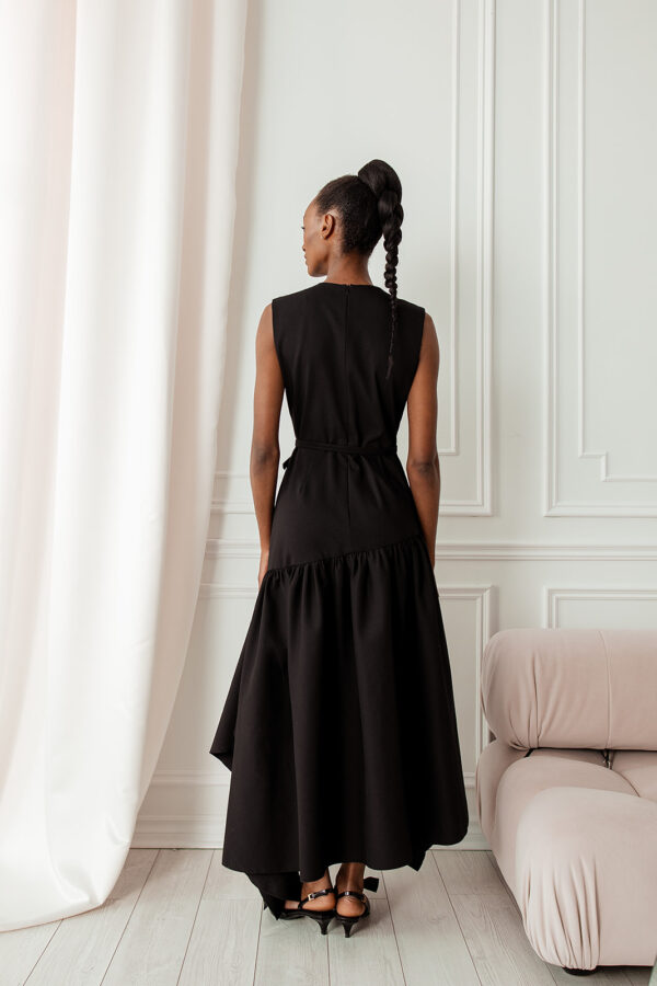 “Asymmetric sleeveless dress”