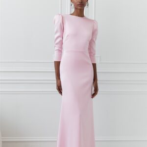 Satin Gown with Open Back and Bow Insert