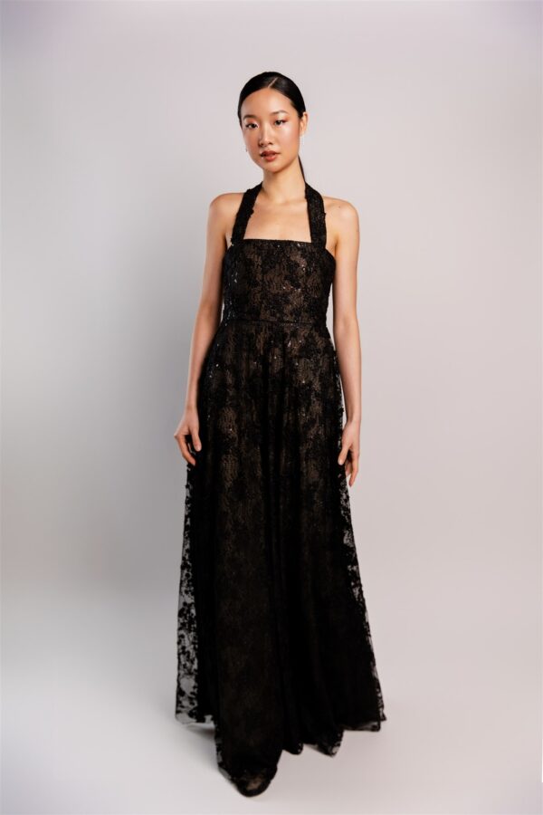 Sequinned Lace A-line Gown