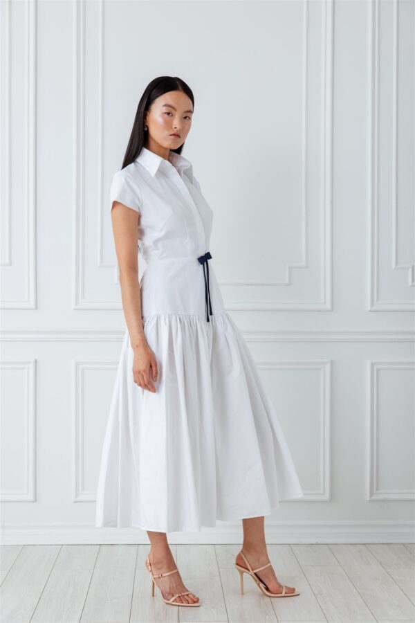 Off White Button Down Shirt Midi dress