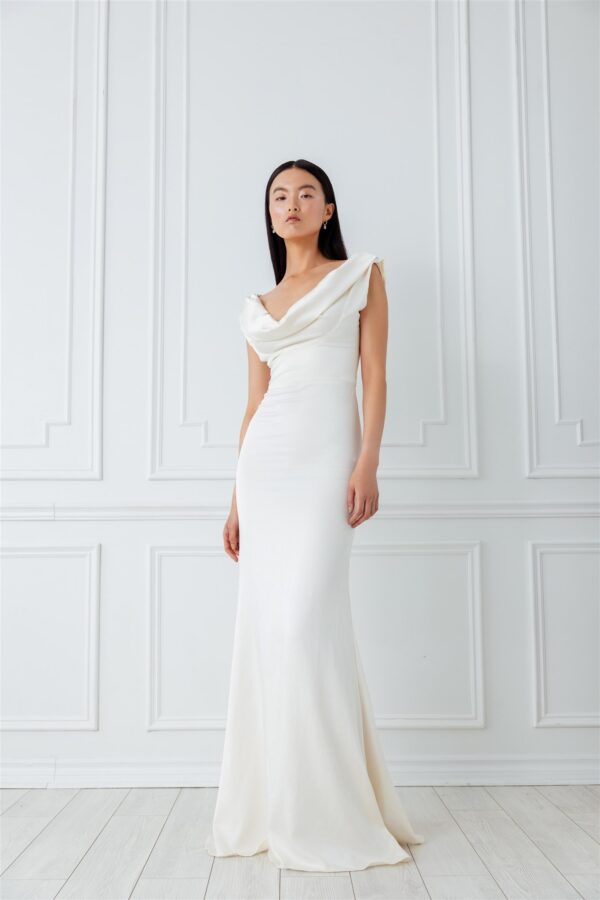 Off White Draped Gown