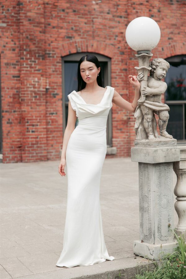 Off White Draped Gown - Image 2