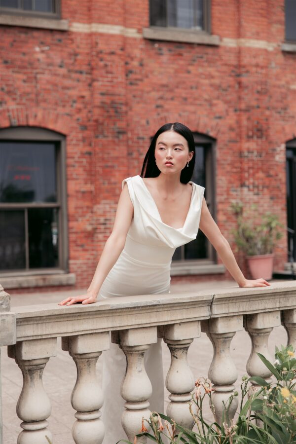 Off White Draped Gown - Image 3