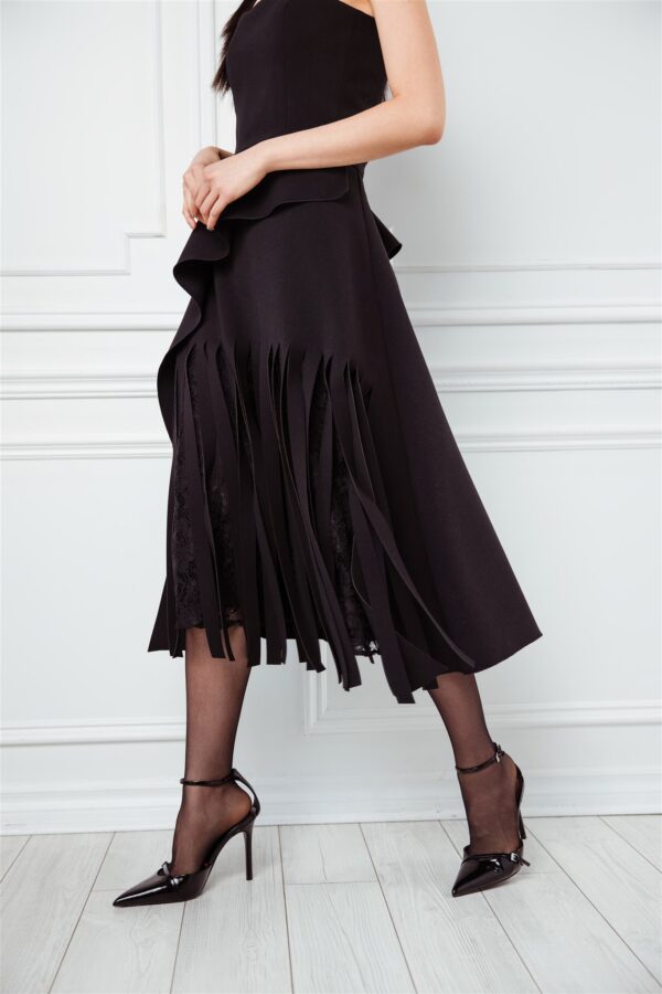 Crepe Midi Skirt Lace Detail - Image 2