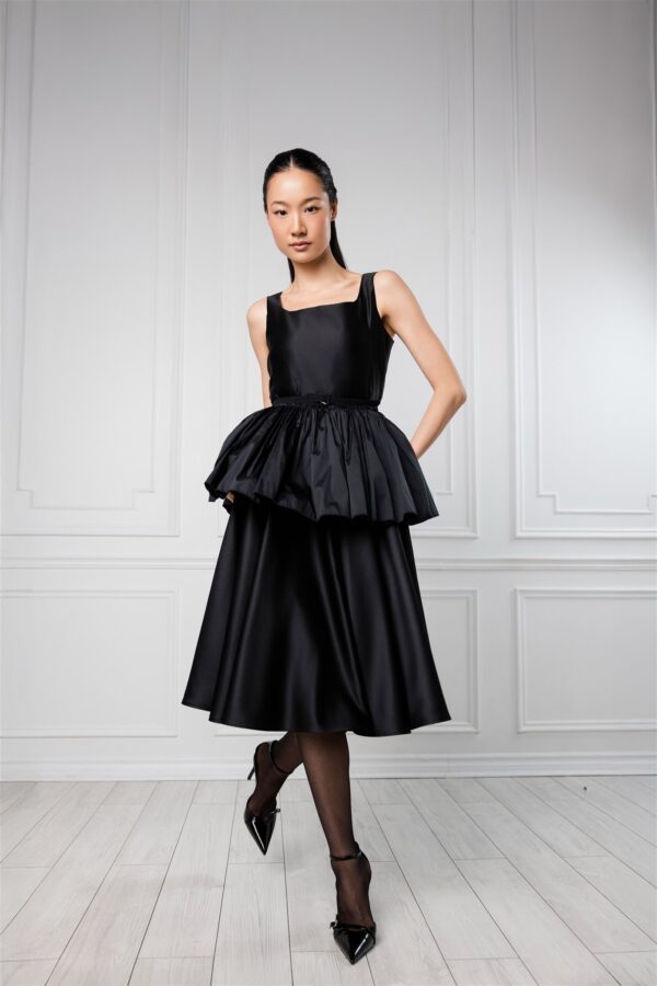 Midi Black Peplum Dress - Image 3