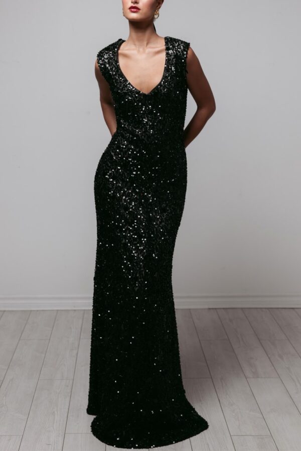 Embellished Sequined Tulle Gown