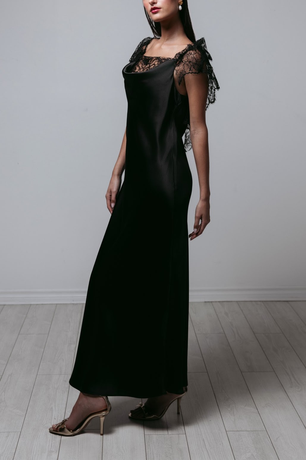 Lace-Trimmed Draped Slip Dress - Image 3