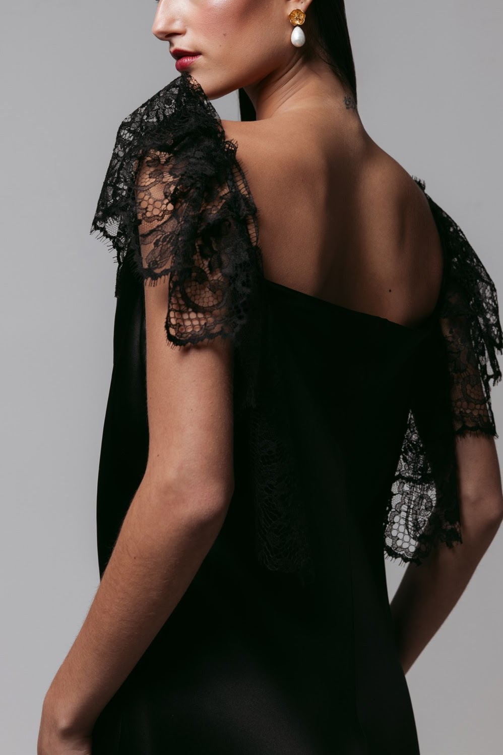 Lace-Trimmed Draped Slip Dress - Image 2