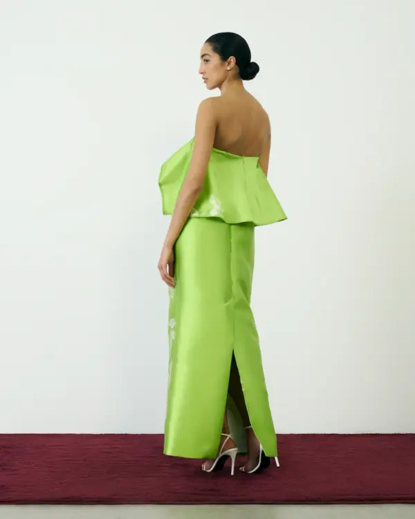 Lime floral mikado skirt claudette floyd