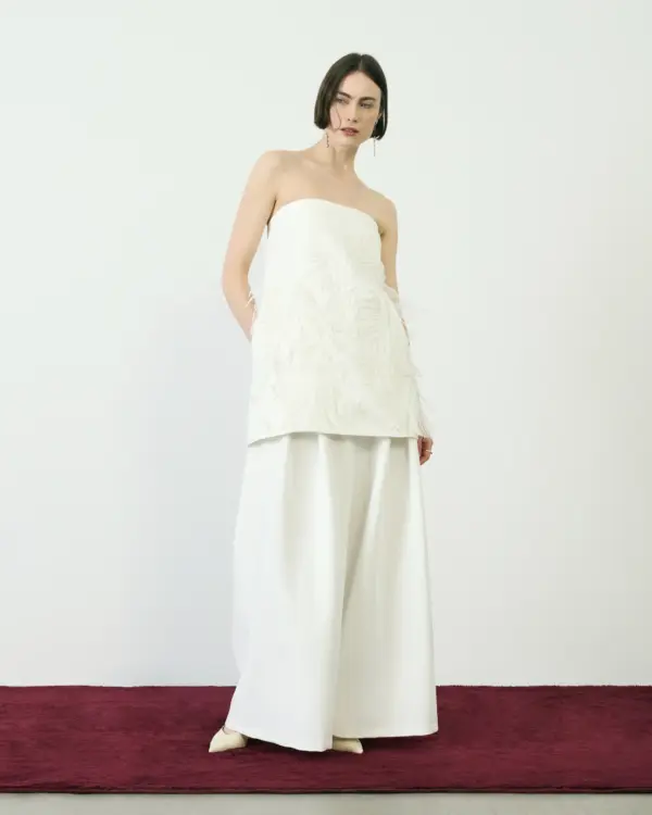 Strapless Organza 3D Flower Top