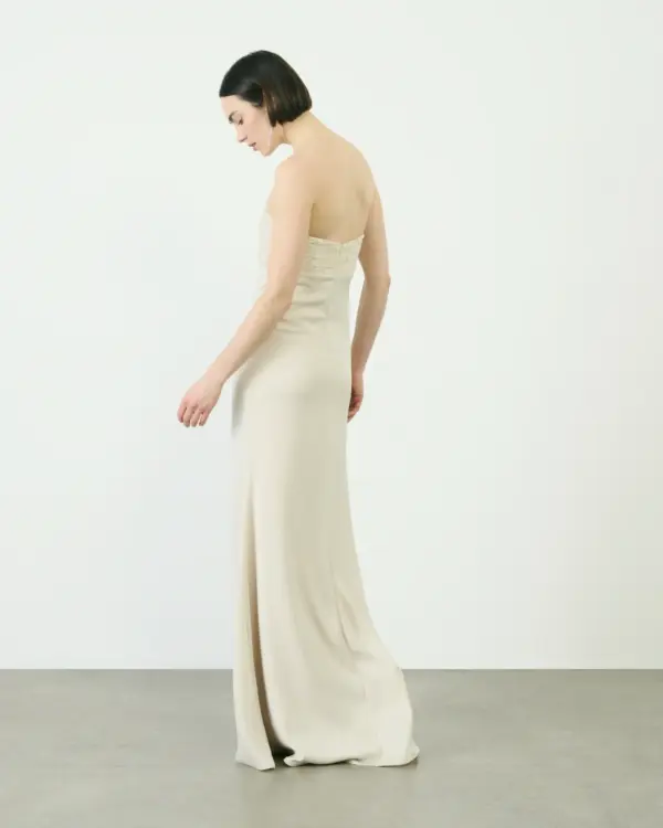 Strapless Gown With Tweed Sequin Detail