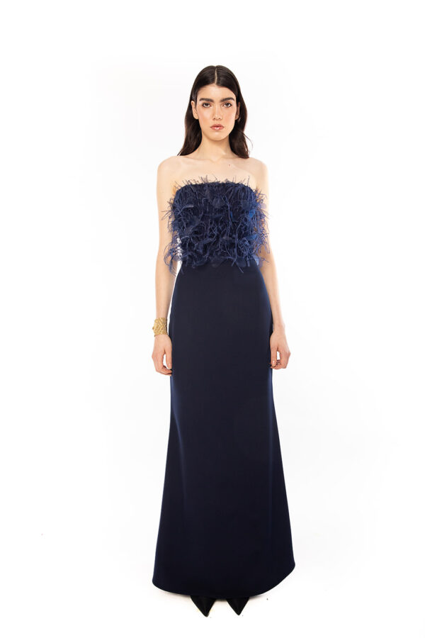 Robe bustier à plumes
