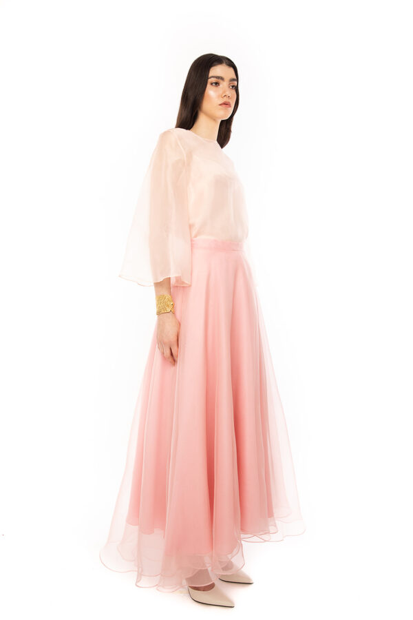 Jupe longue en organza de soie