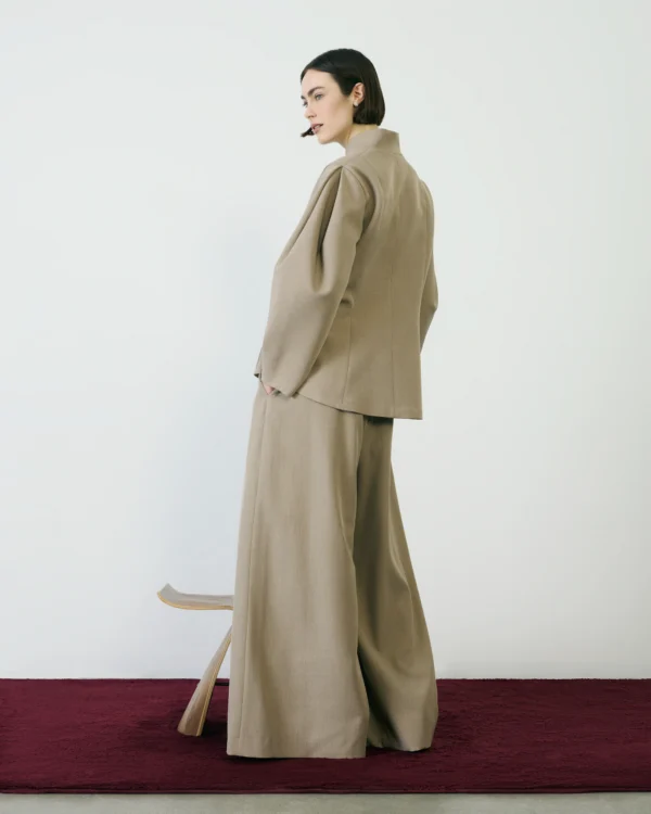 Taupe wide leg trousers