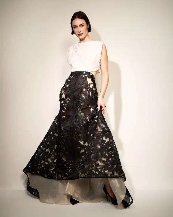 Silk Organza 3D Flower Cut Out Gown