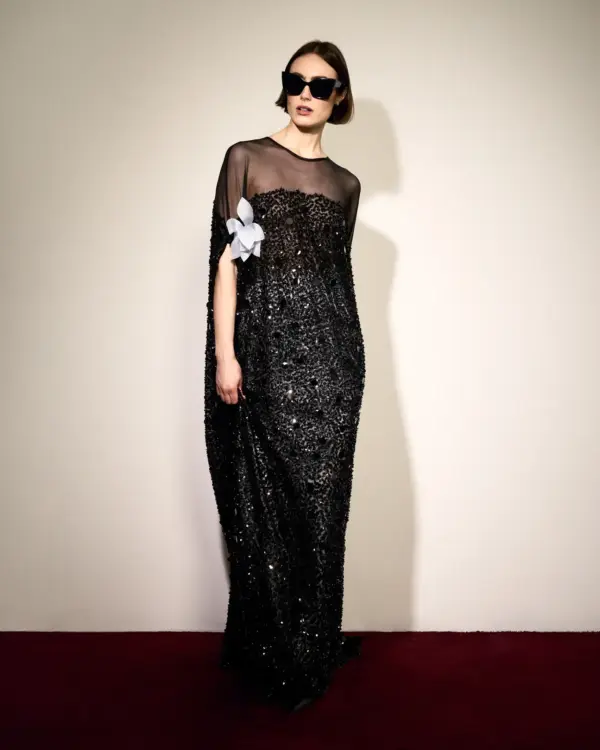 Black Sequin Kaftan